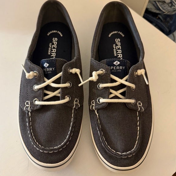 Sperry Charcoal Canvas Boat Shoes - Picture 1 of 4